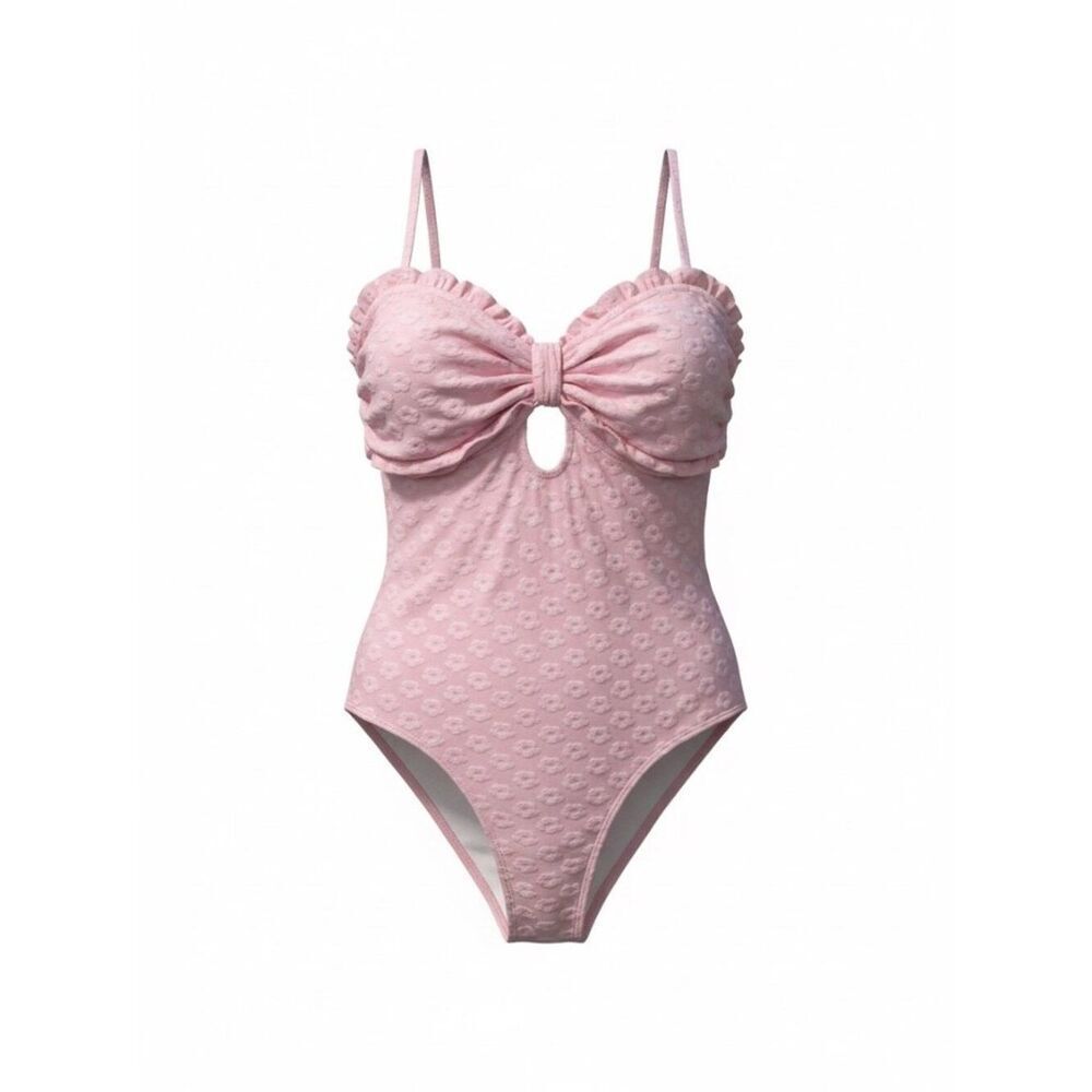 Shein Pink Textured One-Piece Swimsuit